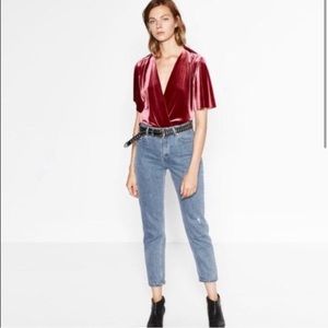 ZARA Velvet wrap bodysuit